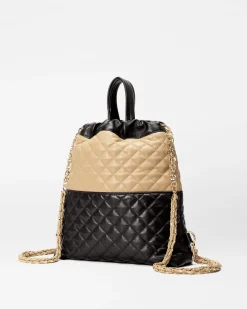 MZ Wallace MZW Exclusives|Crosby Audrey Backpack Black/CamelLeather