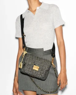 MZ Wallace Crosby|Crossbody|Crosby Lock Small Crossbody TrueCharcoalDenim