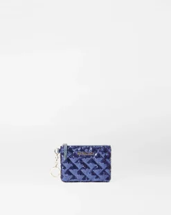 MZ Wallace Accessories|Flat Metro Key Pouch SapphireSequin