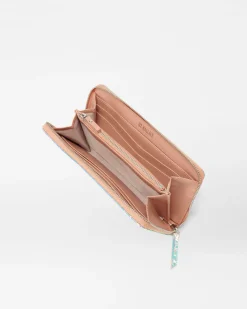 MZ Wallace Accessories|MZW Exclusives|Long Zip Round Wallet PinkOpalLeather