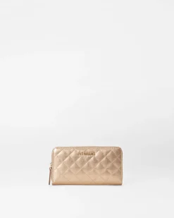MZ Wallace MZW Exclusives|Accessories|Long Zip Round Wallet HoneyMetallicLeather