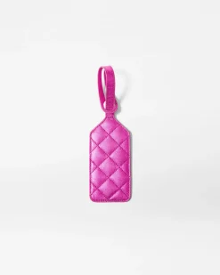 MZ Wallace Accessories|Luggage Tag HotPinkMetallicLeather