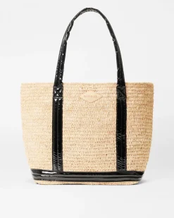 MZ Wallace Totes|Medium Raffia Tote BlackLacquer
