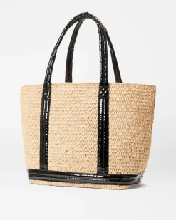 MZ Wallace Totes|Medium Raffia Tote BlackLacquer