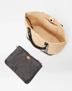 MZ Wallace Totes|Medium Raffia Tote BlackLacquer