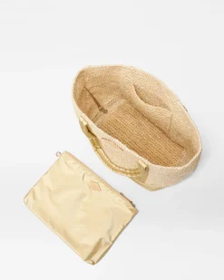 MZ Wallace Raffia|Totes|Medium Raffia Tote SequinRaffia/LightGoldPearlMetallic