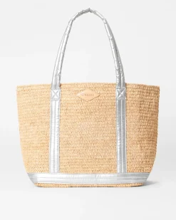 MZ Wallace Raffia|Totes|Medium Raffia Tote MatteSilver