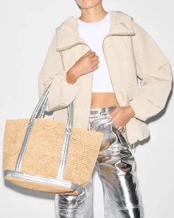 MZ Wallace Raffia|Totes|Medium Raffia Tote MatteSilver
