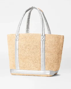 MZ Wallace Raffia|Totes|Medium Raffia Tote MatteSilver