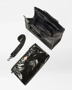 MZ Wallace Totes|Medium Woven Box Tote BlackLacquer