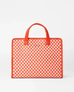 MZ Wallace Totes|Medium Woven Box Tote Sandshell/PoppyWoven