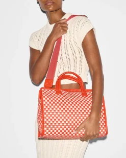 MZ Wallace Totes|Medium Woven Box Tote Sandshell/PoppyWoven