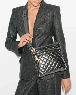 MZ Wallace Metro|Crossbody|Metro Flat Crossbody PewterMetallic