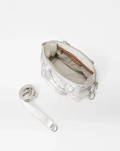 MZ Wallace Crossbody|Micro Sutton SilverMetallicLeather