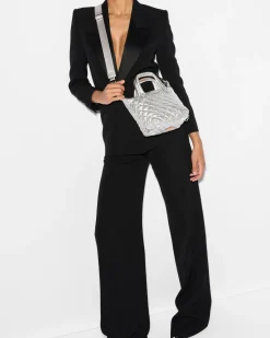 MZ Wallace Crossbody|Micro Sutton SilverMetallicLeather