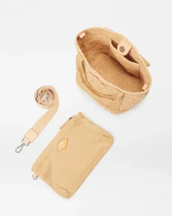 MZ Wallace Raffia|Totes|Mini Raffia Tote Raffia/Camel