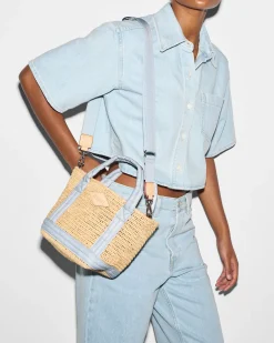 MZ Wallace Raffia|Totes|Mini Raffia Tote Raffia/Chambray
