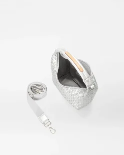 MZ Wallace Crossbody|Mini Woven Hobo MatteSilver