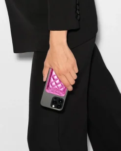 MZ Wallace Accessories|Phone Card Case HotPinkMetallicLeather