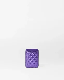 MZ Wallace Accessories|Phone Card Case PurpleMetallicLeather