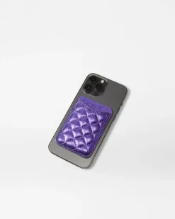 MZ Wallace Accessories|Phone Card Case PurpleMetallicLeather