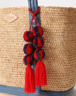 MZ Wallace Accessories|MZW Exclusives|PomPom Tassel Cherry/Denim