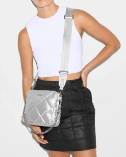 MZ Wallace Madison|Crossbody|Quilted Madison Crossbody MatteSilver