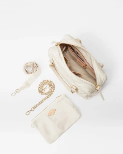 MZ Wallace Madison|Shoulders|Quilted Madison Satchel Sandshell