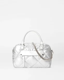 MZ Wallace Madison|Shoulders|Quilted Madison Satchel MatteSilver