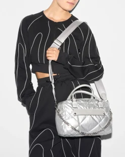 MZ Wallace Madison|Shoulders|Quilted Madison Satchel MatteSilver