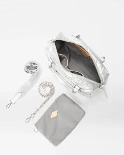 MZ Wallace Madison|Shoulders|Quilted Madison Satchel MatteSilver