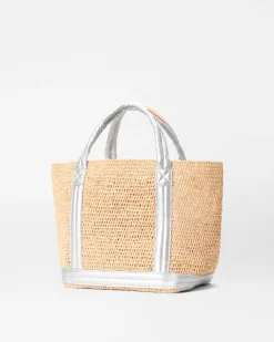 MZ Wallace Raffia|Totes|Small Raffia Tote MatteSilver