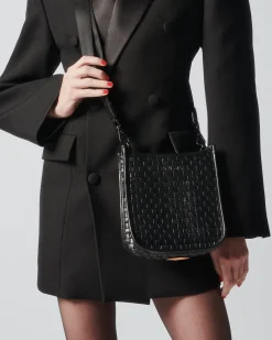 MZ Wallace Crossbody|MZW Exclusives|Small Woven Box Crossbody WovenBlackLeather
