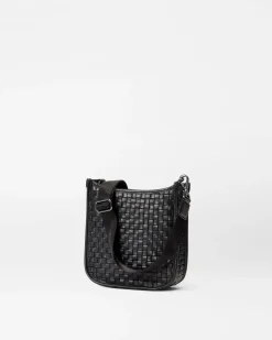 MZ Wallace Crossbody|MZW Exclusives|Small Woven Box Crossbody WovenBlackLeather