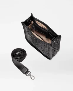 MZ Wallace Crossbody|MZW Exclusives|Small Woven Box Crossbody WovenBlackLeather