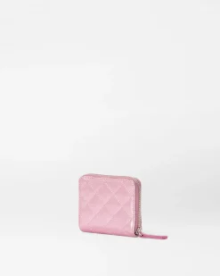 MZ Wallace Accessories|MZW Exclusives|Small Zip Round Wallet RoseMetallicLeather