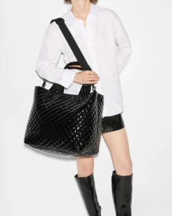 MZ Wallace Metro|Totes|The Metro Tote® Deluxe - Large BlackLacquer
