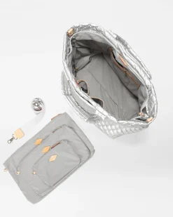 MZ Wallace Metro|Totes|The Metro Tote® Deluxe - Large MatteSilver