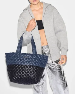 MZ Wallace Travel|Metro|The Metro Tote® Deluxe - Medium Black/NavyColorBlock