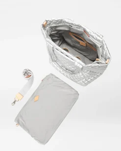 MZ Wallace Metro|Totes|The Metro Tote® Deluxe - Medium MatteSilver