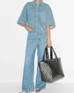 MZ Wallace Metro|Totes|The Metro Tote® Deluxe - Medium PewterMetallic