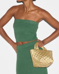 MZ Wallace Metro|Crossbody|The Metro Tote® Deluxe - Micro LightGoldPearlMetallic