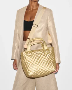 MZ Wallace Metro|Totes|The Metro Tote® Deluxe - Small LightGoldPearlMetallic