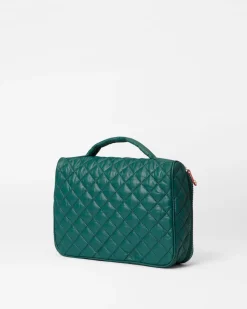 MZ Wallace Accessories|Metro|Zip Round Cosmetic Emerald
