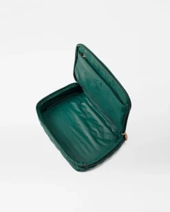 MZ Wallace Accessories|Metro|Zip Round Cosmetic Emerald